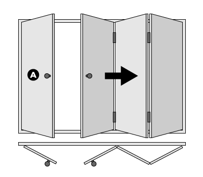 An internal bifold door with an access door