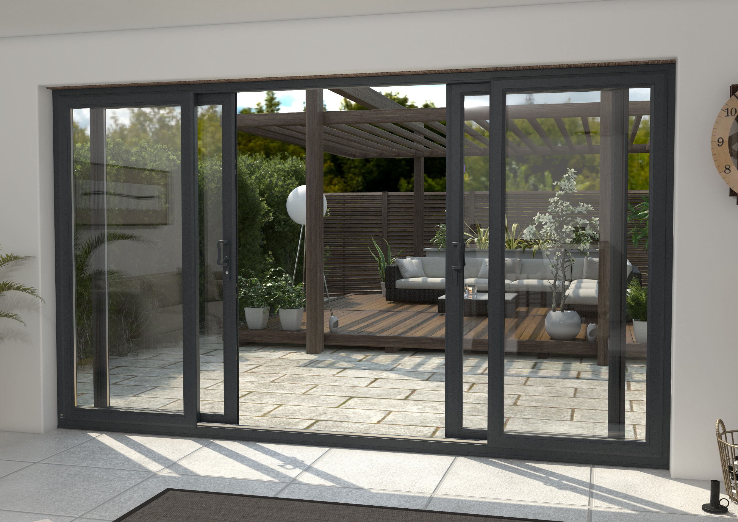 black sliding patio doors with black handles