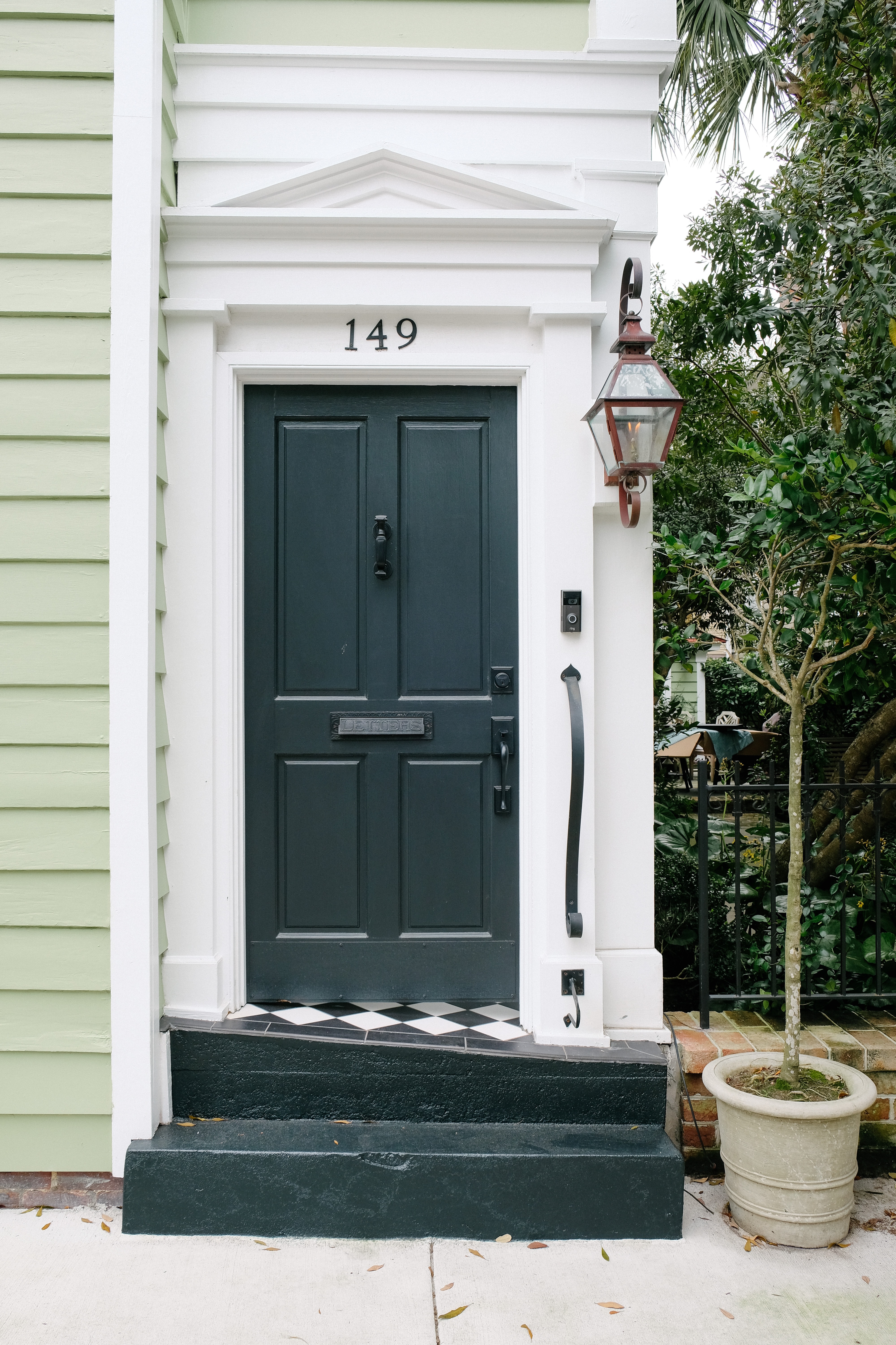 front door with security light