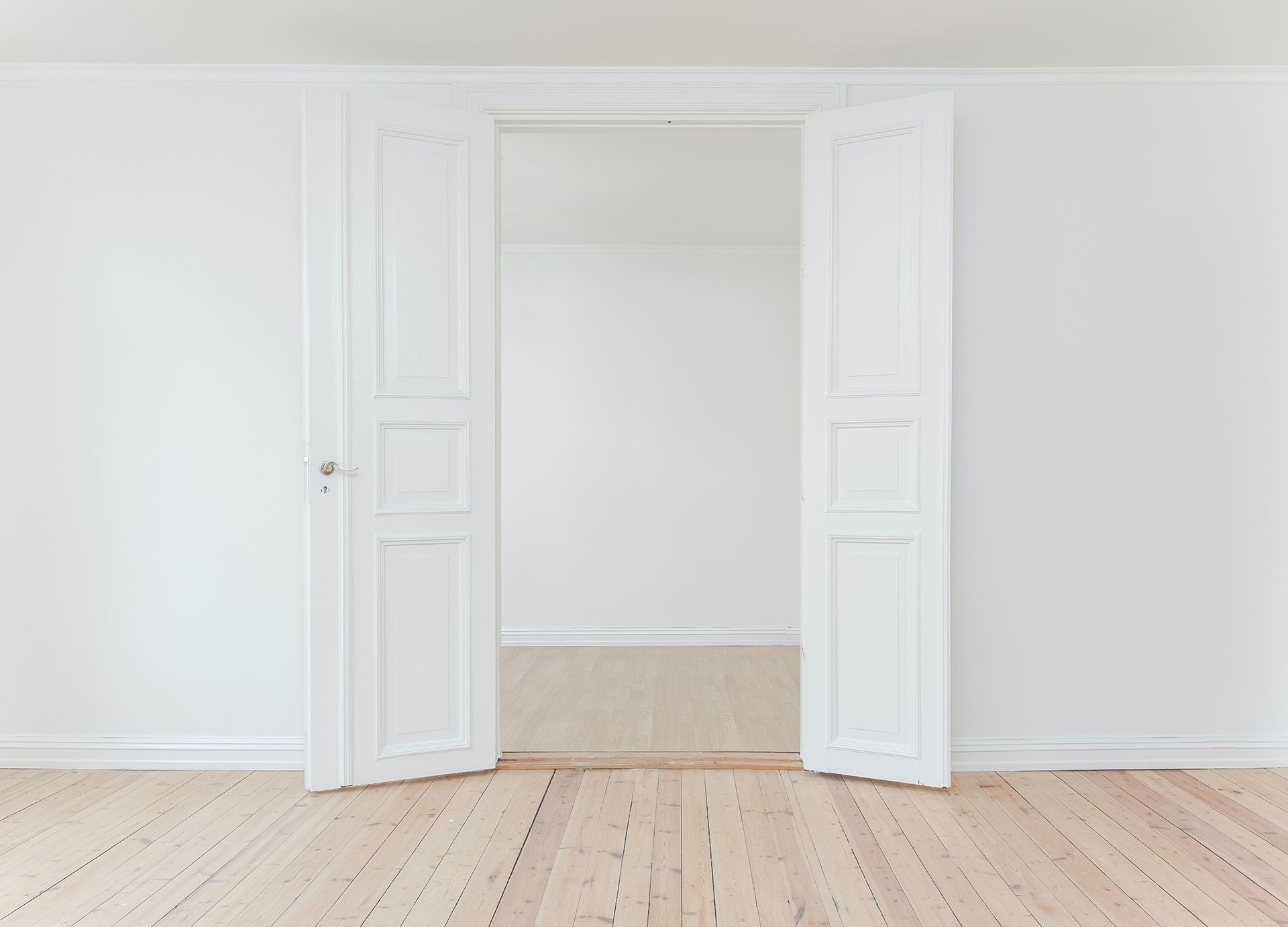 White internal french doors