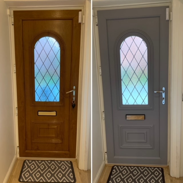 before and after repainted front door